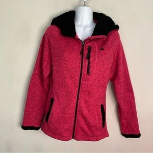 Snozu Performance Pink Black fitted hooded jacket size Medium pockets full zip